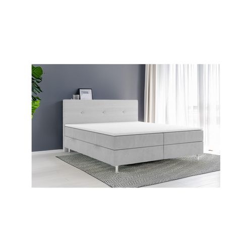 4262413691701 - Boxspringbett RIO mit Bettkasten 180 x 200 cm Webstoff Bett Bettkasten Topper - versch Ausführungen - Grau 4262413691701 - Boxspringbett RIO mit Bettkasten 180 x 200 cm Webstoff Bett Bettkasten Topper - versch Ausführungen - Grau