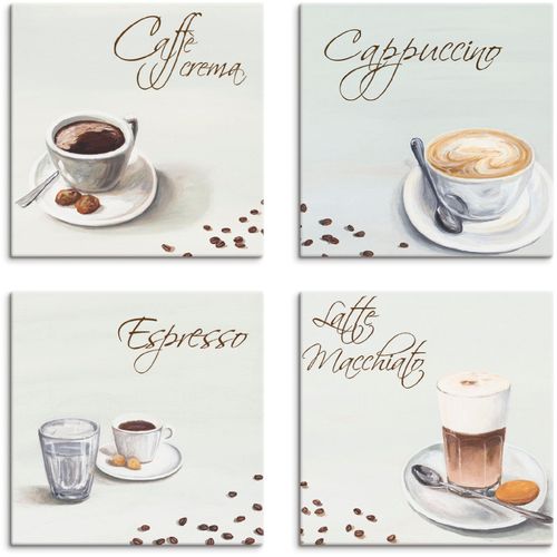 4055327015028 - Leinwandbild ARTLAND Cappuccino Espresso Latte Macchiato Bilder Gr B H 20 cm x 20 cm Leinwandbild Getränke quadratisch 4 St weiß Bild Leinwandbild Leinwandbilder Bilder 4er Set verschiedene Größen