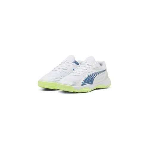 4057651496566 - Trainingsschuh PUMA Solarflash III Hallensportschuhe Jugendliche Kinder Gr 35 weiß blau horizon gelb Obermaterial Textil Synthetik  Futter Textil  Innensohle Textil  Laufsohle Gummi Schuhe