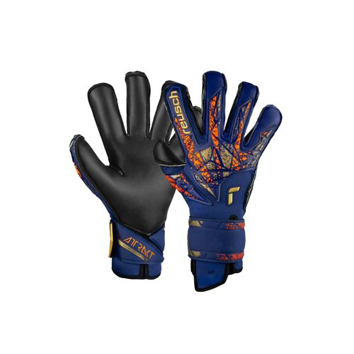 4060485473399 - Torwarthandschuhe REUSCH Attrakt Duo Evolution Damen Gr 85 bunt (goldfarben blau) 74% Elastodien 21% Polyester 5% Polyamid mehrfarbig Handschuhe mit Evolution Cut