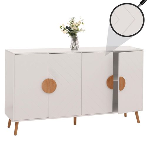 4057651705545 - Sideboard MCW-N89 Kommode Schrank Highboard Anrichte Fischgrätenmuster Melamin Holz 88x150x40cm ~ weiß 4057651705545 - Sideboard MCW-N89 Kommode Schrank Highboard Anrichte Fischgrätenmuster Melamin Holz 88x150x40cm ~ weiß
