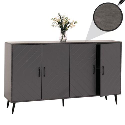 4057651705651 - Sideboard MCW-N89 Kommode Schrank Highboard Anrichte Fischgrätenmuster Melamin Holz 88x150x40cm ~ Marmor-Optik grau 4057651705651 - Sideboard MCW-N89 Kommode Schrank Highboard Anrichte Fischgrätenmuster Melamin Holz 88x150x40cm ~ Marmor-Optik grau