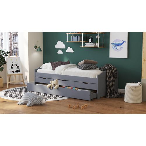 4010340928502 - Inter Link Funktionsbett mit Schubkästen Lena 10C 200 x 90 cm grau lackiert 4010340928502 - Inter Link Funktionsbett mit Schubkästen Lena 10C 200 x 90 cm grau lackiert