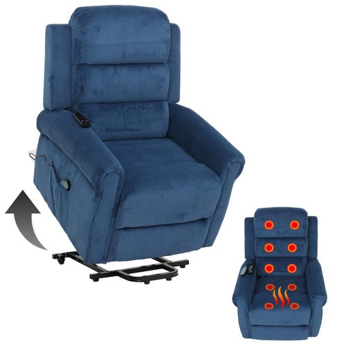 4057651878539 - Fernsehsessel MCW-K63 Relaxsessel Liegefunktion Aufstehhilfe Massage Heizfunktion Stoff (220g m²) Cord ~ blau 4057651878539 - Fernsehsessel MCW-K63 Relaxsessel Liegefunktion Aufstehhilfe Massage Heizfunktion Stoff (220g m²) Cord ~ blau