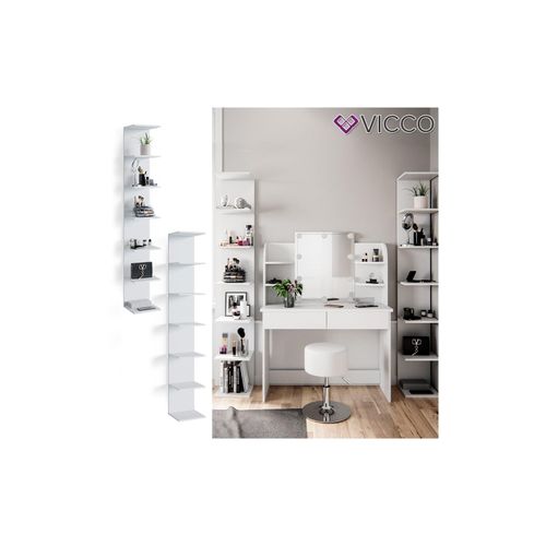 4251421952973 - Wandregal Standregal Bücherregal Paolo 2er Set Weiß 7 Ablagen Schminktisch 4251421952973 - Wandregal Standregal Bücherregal Paolo 2er Set Weiß 7 Ablagen Schminktisch