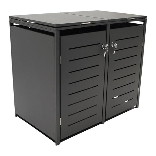 4050747101825 - Mülltonnenbox 132x80x116cm für 2x Tonnen 120 und 240 Liter Stahl anthrazit - anthrazit 4050747101825 - Mülltonnenbox 132x80x116cm für 2x Tonnen 120 und 240 Liter Stahl anthrazit - anthrazit