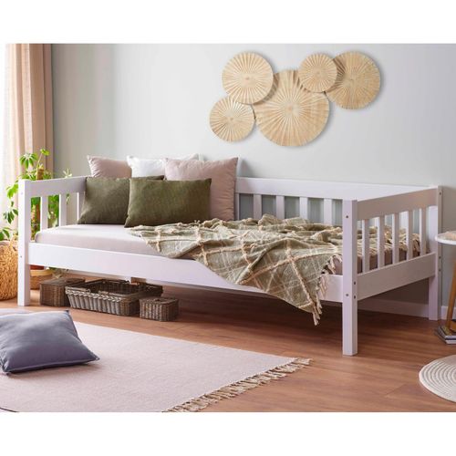 4010340400602 - Tagesbett 90x200 cm in Kiefer Massivholz weiss lackiert inkl Lattenrost 4010340400602 - Tagesbett 90x200 cm in Kiefer Massivholz weiss lackiert inkl Lattenrost