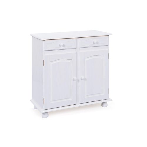 4010340298025 - Sideboard mit 2 Türen und 2 Schubladen aus weiß wasserlackierter massiver Kiefer 4010340298025 - Sideboard mit 2 Türen und 2 Schubladen aus weiß wasserlackierter massiver Kiefer