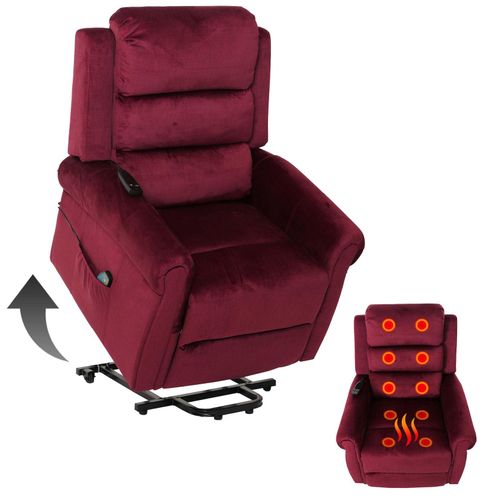 4057651692692 - Fernsehsessel MCW-K63 Relaxsessel Liegefunktion Aufstehhilfe Massage Heizfunktion Stoff 220g m² Chenille ~ bordeaux 4057651692692 - Fernsehsessel MCW-K63 Relaxsessel Liegefunktion Aufstehhilfe Massage Heizfunktion Stoff 220g m² Chenille ~ bordeaux