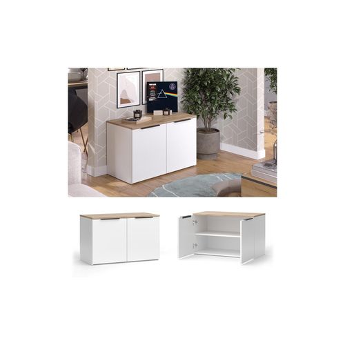 4066731466283 - Kommode Wido Weiß Eiche 80 x 50 cm mit 2 Türen 4066731466283 - Kommode Wido Weiß Eiche 80 x 50 cm mit 2 Türen