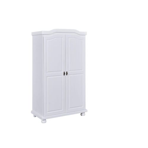 4010340209106 - Altri - Zweitüriger Kleiderschrank mit wasserlackierten Regalen aus massivem Kiefernholz Farbe Weiß 104 x 180 x 56 cm 4010340209106 - Altri - Zweitüriger Kleiderschrank mit wasserlackierten Regalen aus massivem Kiefernholz Farbe Weiß 104 x 180 x 56 cm