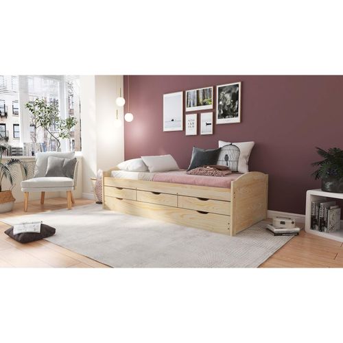 4010340352451 - Inter Link Funktionsbett mit Schubkästen Nieby Kiefer massiv natur 90x200 cm holzfarben 4010340352451 - Inter Link Funktionsbett mit Schubkästen Nieby Kiefer massiv natur 90x200 cm holzfarben