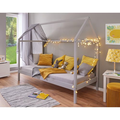 4010340862905 - Kinderbett Hausbett Sunroad 90x200 cm in Kiefer Massivholz - Hellgrau 4010340862905 - Kinderbett Hausbett Sunroad 90x200 cm in Kiefer Massivholz - Hellgrau