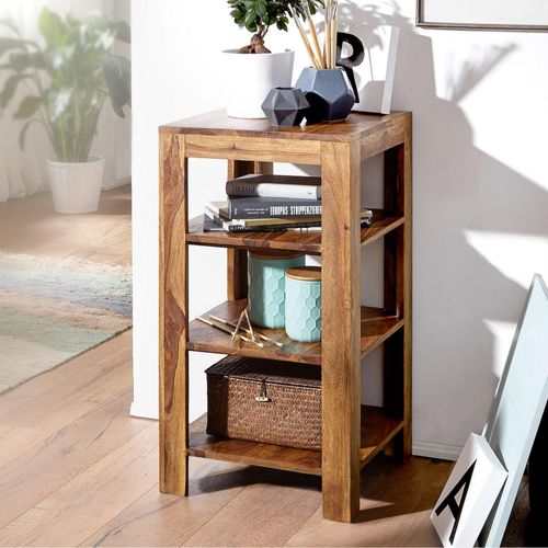 4250950215580 - Finebuy - Standregal Massiv-Holz Sheesham 80 cm Wohnzimmer-Regal mit 3 Ablagefächer Design Landhaus-Stil Beistelltisch 4250950215580 - Finebuy - Standregal Massiv-Holz Sheesham 80 cm Wohnzimmer-Regal mit 3 Ablagefächer Design Landhaus-Stil Beistelltisch