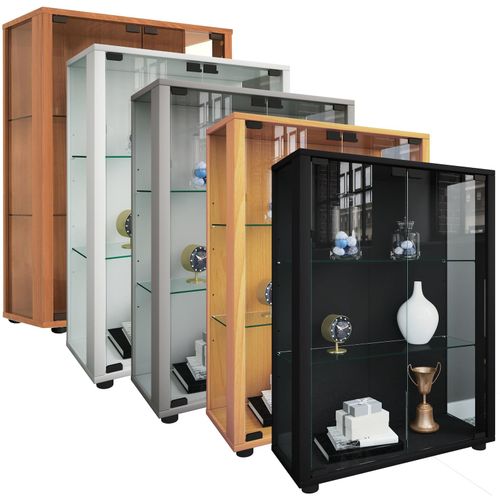 4051814348181 - Glasvitrine stehend Vitrine Glas mit ESG-Sicherheitsglas Maße ca H 80 x B 60 x T 25 cm Standvitrine Glas Modern und platzsparend Glas Vitrinenschrank – Sintalo