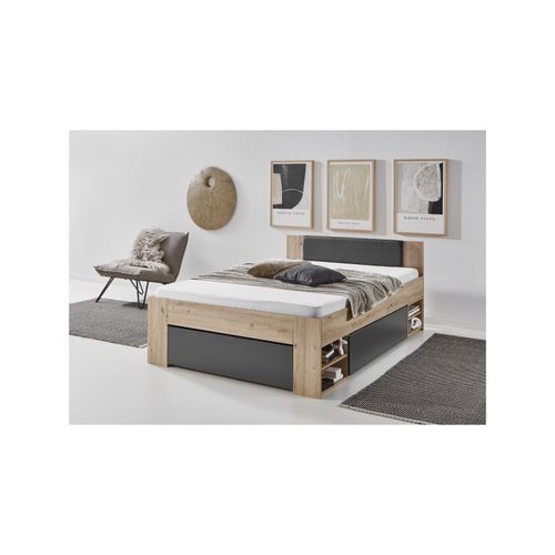 4250468583744 - Stauraumbett Stefan 140x200cm 3 Schubladen 2 Nako auf Rollen Kopfteil m Kunstleder schwarz Ausf Dekor Artisan-Grpahit 4250468583744 - Stauraumbett Stefan 140x200cm 3 Schubladen 2 Nako auf Rollen Kopfteil m Kunstleder schwarz Ausf Dekor Artisan-Grpahit