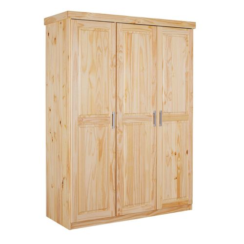 4010340353151 - Kleiderschrank Hakon 3 Türen aus Kiefer Massivholz - versch Ausführungen - Natur 4010340353151 - Kleiderschrank Hakon 3 Türen aus Kiefer Massivholz - versch Ausführungen - Natur