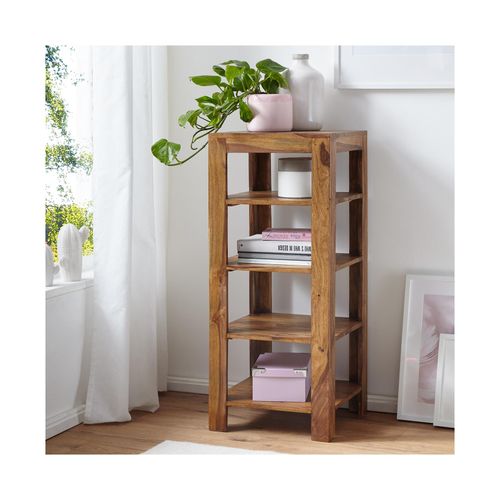 4250950214477 - Standregal Massiv-Holz Sheesham 105 cm Wohnzimmer-Regal mit 4 Ablagefächer Design Landhaus-Stil Beistelltisch
