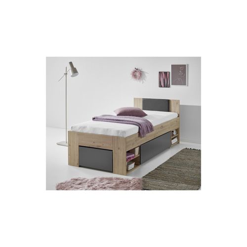 4250468583782 - Stauraumbett Stefan 90x200cm 2 Schubladen Nako auf Rollen Kopfteil m Kunstleder schwarz Ausf Dekor Artisan-Graphit 4250468583782 - Stauraumbett Stefan 90x200cm 2 Schubladen Nako auf Rollen Kopfteil m Kunstleder schwarz Ausf Dekor Artisan-Graphit