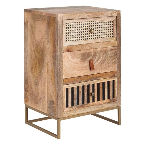 4251745781228 - Industrial Nachttisch Mango Massivholz Rattan 3 Schubladen Boxspringbett-kompatibel 4251745781228 - Industrial Nachttisch Mango Massivholz Rattan 3 Schubladen Boxspringbett-kompatibel