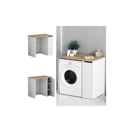 4066731276363 - Ok-living - Waschmaschinenschrank Viktor Weiß 935 x 885 cm mit 3 Fächer Oskar-Store 4066731276363 - Ok-living - Waschmaschinenschrank Viktor Weiß 935 x 885 cm mit 3 Fächer Oskar-Store