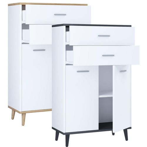 4051814417658 - Holz Kommode Sideboard mit 2 Drehtüren und zwei Schubladen Maße ca H 97 x B 60 x T 28 cm- Lindas 4051814417658 - Holz Kommode Sideboard mit 2 Drehtüren und zwei Schubladen Maße ca H 97 x B 60 x T 28 cm- Lindas