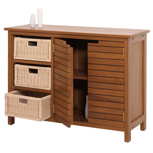 4057651703954 - Teak-Waschbeckenunterschrank MCW-M84 Waschtisch Schrank hochwertiges B-Grade-Teak (Kernholz 20-30 Jahre) 76x100x40cm