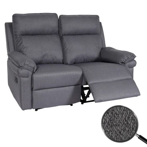 4057651628905 - 2er Kinosessel MCW-L94 Relaxsessel Fernsehsessel Sofa Armlehne Liegefunktion Nosagfederung Stoff Textil ~ dunkelgrau