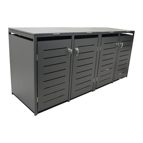 4050747101849 - Mülltonnenbox 264x80x116cm für 4x Tonnen 120 und 240 Liter Stahl anthrazit - anthrazit 4050747101849 - Mülltonnenbox 264x80x116cm für 4x Tonnen 120 und 240 Liter Stahl anthrazit - anthrazit