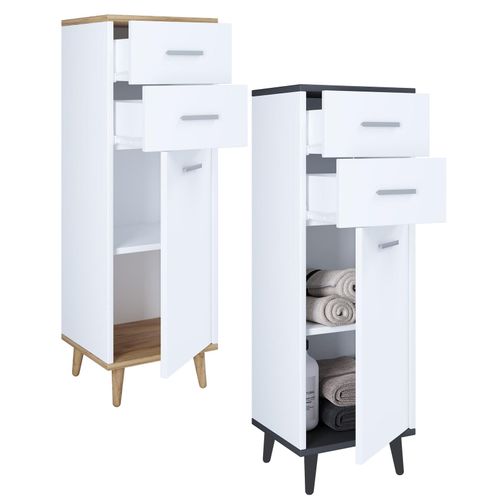 4051814417689 - Holz Kommode schmales Sideboard mit einer Drehtür und zwei Schubladen Maße ca H 97 x B 32 x T 28 cm - Lindas 4051814417689 - Holz Kommode schmales Sideboard mit einer Drehtür und zwei Schubladen Maße ca H 97 x B 32 x T 28 cm - Lindas