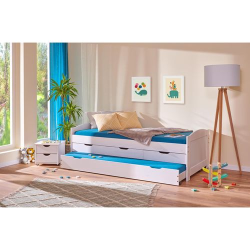 4010340209243 - - Ulli Einzelbett 90x200 Bett einschließlich Lattenrost 3 kleine und 1 grosse Schublade Gästebett weiss 4010340209243 - - Ulli Einzelbett 90x200 Bett einschließlich Lattenrost 3 kleine und 1 grosse Schublade Gästebett weiss