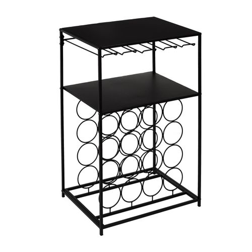 3664944302421 - The Home Deco Factory - Weinregal mit Lagerregalen Metall - Schwarz 3664944302421 - The Home Deco Factory - Weinregal mit Lagerregalen Metall - Schwarz