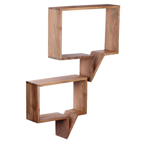 4250950232297 - 2er Set Wandregale Massivholz Akazie Holzregal Hängeregal Echtholz Design braun Regale zum Aufhängen - Finebuy