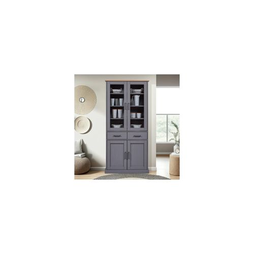 4010340221108 - FSC Vitrinenschrank Forenzo Kiefer Massivholz - grau oak Colori