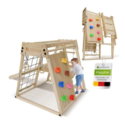 4262437183299 - Mini Klettergerüst für Kinder - Indoor Spielplatz mit Rutsche Kletterwand Kletternetz & Turnringe - Holz Kletterturm klappbar - Natur - klein 4262437183299 - Mini Klettergerüst für Kinder - Indoor Spielplatz mit Rutsche Kletterwand Kletternetz & Turnringe - Holz Kletterturm klappbar - Natur - klein