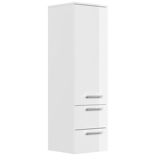 4251982674666 - Hochschrank 120 cm weiss hochglanz mit Glaseinlagen