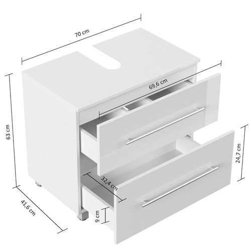 4251982676608 - Mondial Universal Unterbau auf Standfüßen 70 cm SoftClose weiss hochglanz