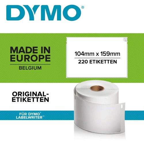 3501170904985 - DYMO Original LabelWriter Versandetiketten (Extragroß) für LabelWriter 5XL 4XL-Etikettendrucker | 104 mm x 159 mm | Rolle mit 220 Etiketten | selbstklebend | für LabelWriter Beschriftungsgerät 3501170904985 - DYMO Original LabelWriter Versandetiketten (Extragroß) für LabelWriter 5XL 4XL-Etikettendrucker | 104 mm x 159 mm | Rolle mit 220 Etiketten | selbstklebend | für LabelWriter Beschriftungsgerät