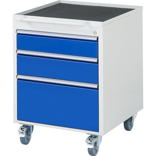 4040376895066 - Rollcontainer HxBxT 765 x 580 x 650 mm 3 Schubladen lichtgrau enzianblau RAU 4040376895066 - Rollcontainer HxBxT 765 x 580 x 650 mm 3 Schubladen lichtgrau enzianblau RAU