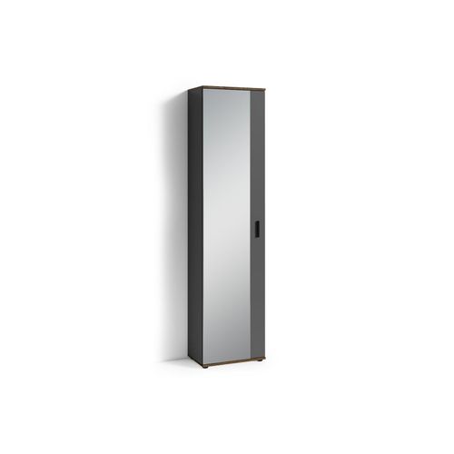 4251942206777 - Byliving - Spiegel-Schrank jakob Eintüriger Hochschrank mit Spiegeltür Anthrazit Griffe schwarz Tür variabel rechts oder links 5 Fächer 4251942206777 - Byliving - Spiegel-Schrank jakob Eintüriger Hochschrank mit Spiegeltür Anthrazit Griffe schwarz Tür variabel rechts oder links 5 Fächer