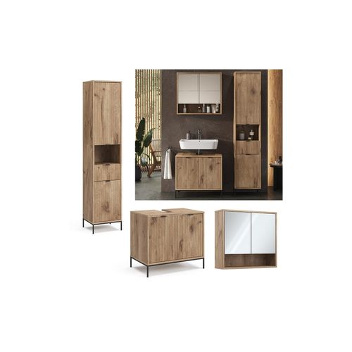 4066731444892 - Badmöbel-Set Eliza Viking Oak 3 Teile mit Hochschrank 4066731444892 - Badmöbel-Set Eliza Viking Oak 3 Teile mit Hochschrank