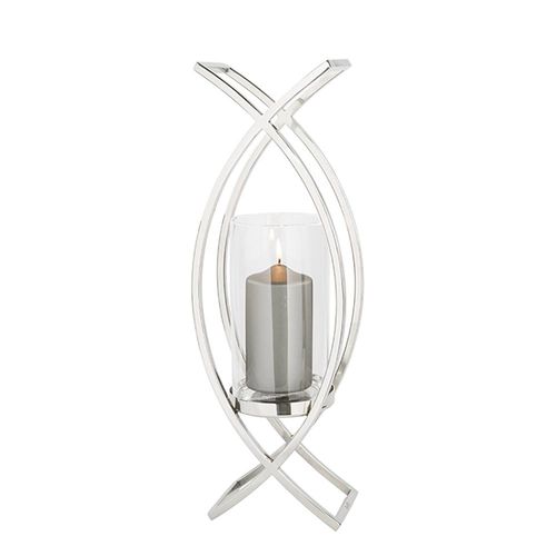 4042911596155 - Windlicht FINK MADDOX Weihnachtsdeko Kerzenhalter Gr B H T 19 cm x 54 cm x 135 cm silberfarben Windlichter Laternen Kerzenhalter aus Edelstahl und Glas Höhe ca 54 cm