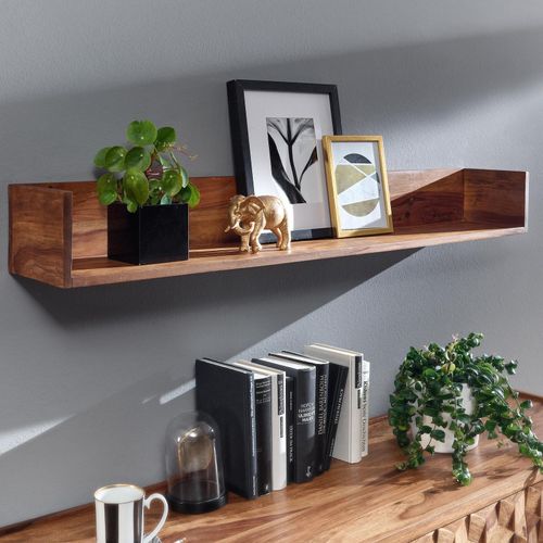 4251757710759 - Wandregal 120x15x20 cm Sheesham Massivholz Hängeregal Modern Schwebend Großes Design Schweberegal Regal Hängend Wohnzimmer Bücherregal Wand