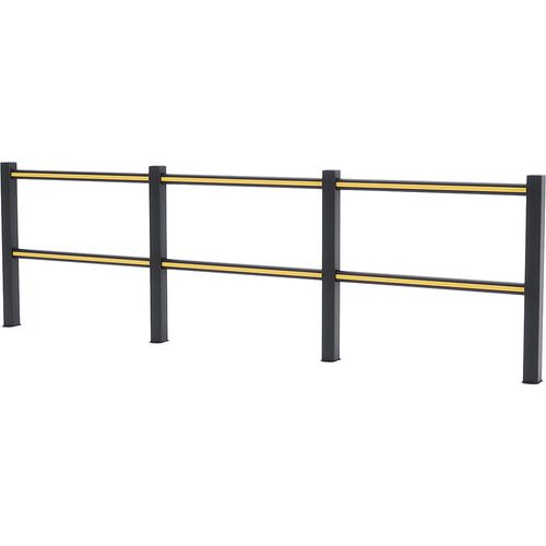 5407011840345 - Boplan Schutzgeländer Flex Impact® HD Light schwarze Pfosten - schwarz gelb gestreift Breite 3750 mm