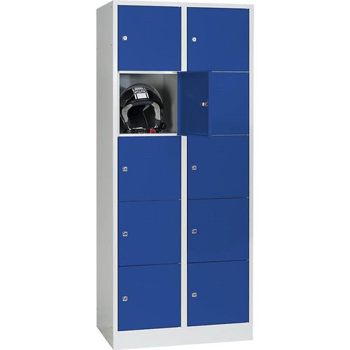 4250618215808 - 5er-Schließfachschrank Dresden 2 Abteile lichtgrau enzianblau B 800 mm mit Bodensockel 4250618215808 - 5er-Schließfachschrank Dresden 2 Abteile lichtgrau enzianblau B 800 mm mit Bodensockel