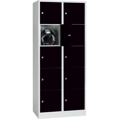 4250618215914 - 5er-Schließfachschrank Dresden 2 Abteile lichtgrau tiefschwarz B 800 mm mit Bodensockel 4250618215914 - 5er-Schließfachschrank Dresden 2 Abteile lichtgrau tiefschwarz B 800 mm mit Bodensockel