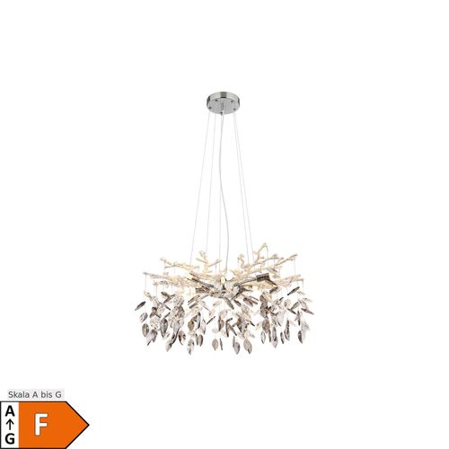 9007371491698 - - Pendellampe Hängeleuchte Kronleuchter Esszimmerleuchte Wohnzimmerlampe Metall Chrom Glaskristalle rauchfarben 8x G9 h 120 cm 9007371491698 - - Pendellampe Hängeleuchte Kronleuchter Esszimmerleuchte Wohnzimmerlampe Metall Chrom Glaskristalle rauchfarben 8x G9 h 120 cm