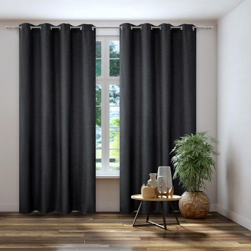 4016478973865 - Vorhang KUTTI Dimout Gr 3 grau (anthrazit) B140cm H225cm Polyester Gardinen Verdunkelung Thermo isolierend einfarbig Topseller