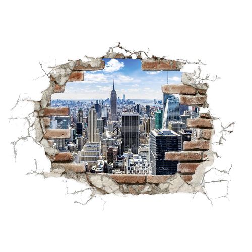 4036834177287 - KOMAR Wandtattoo Break Out NYC Wandtattoos 100x70 cm (Breite x Höhe) selbstklebendes Wandtattoo Gr B H 100 cm x 70 cm Wand-Stadt bunt Wandtattoos Geographie