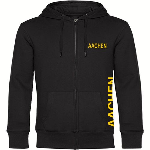 4068859548605 - multifanshop Kapuzen Sweatshirt Jacke - Aachen - Brust & Seite - Druck gelb - Sweat